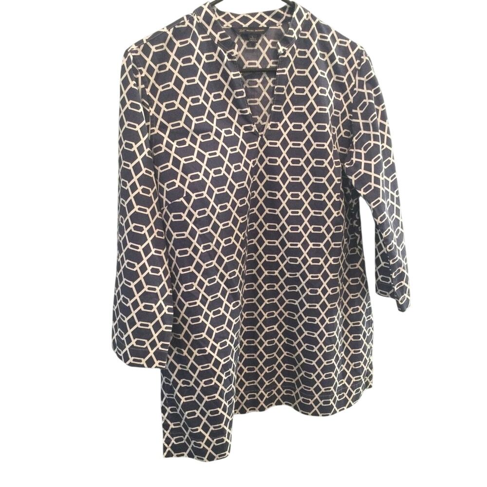 Brooks Brothers‎ Womens Tunic Top Navy Blue White Size L Coverup Classic Preppy